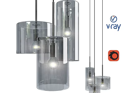 Modern Transparent Cylindrical Glass Pendant Lights With Hanging Design And Contemporary Illumination 3d model