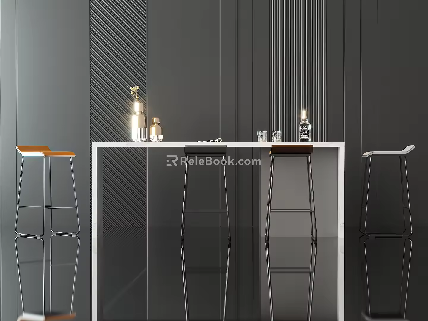 Modern Bar Chair Combination Bar Chair 3d model