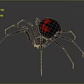 Black Widow Spider With Black Body Red Marking And Long Legs On Gray Background