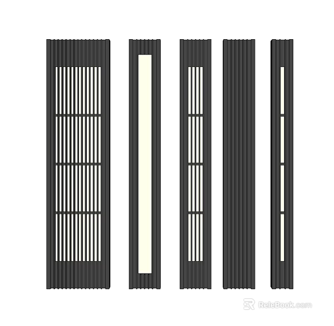 Modern Black Grille Lights with Vertical Grid Design and White Illumination for Indoor Lighting 3d model 