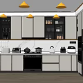 Modern Kitchen Interior Design With White Cabinets Glass Door Wall Cabinets And Black Appliances
