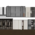 Modern Closet Design With Glass Panel Doors And Hanging Storage Sections 3d model
