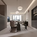 Modern Minimalist Living Dining Room Interior With Brown Sofa Coffee Table Area Rug And Wall Art