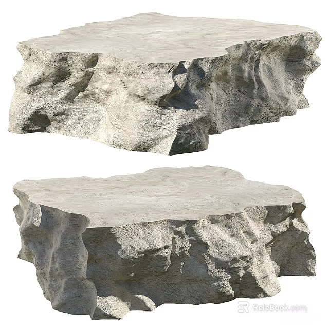 Natural Rock Coffee Table With Rough Textured Surface And Organic Design 3d model 