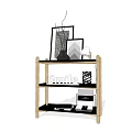 Wooden Storage Shelf With Photo Frames Vase Dried Branches Smile Letter And Books