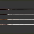 Antique Rifles With Wooden Stocks And Silver Metal Barrels Displayed On Black Background