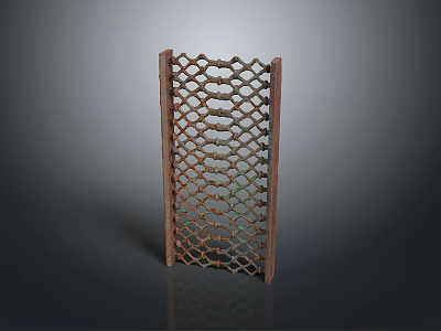 Decorative Rustic Metal Lattice Panel With Brown Weathered Finish And Diamond Pattern 3d model