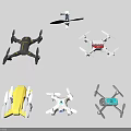 Smart Machines Various Drones With Different Colors Designs And Shapes Displayed 3d model