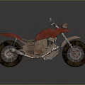 Red Vintage Dirt Bike With Oversized Tires And Metallic Body Details