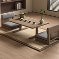 Japanese-style Tatami Tea Table Futon Rattan Seat Rattan Futon Tea Tray Tea Set 3d model