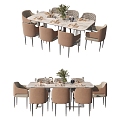 Style Dining Room Table and Chair Table and Chair Combination 3d model