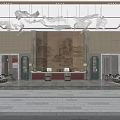 Luxurious Hotel Lobby Interior Design With Artistic Chandeliers Landscape Painting And Reception Desk
