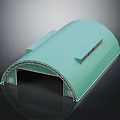 Green Arched Industrial Shed Structure With Large Entrance Metal Frame And Roof Windows