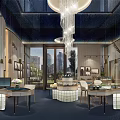 Luxury Modern Jewelry Store Interior Design With Elegant Display Cases And Crystal Chandelier Lighting