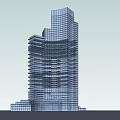 Modern Office Building Exterior Design With Glass Curtain Wall And Layered Structure