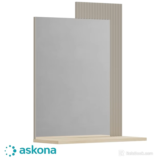 Minimalist Wooden Frame Mirror With Bottom Shelf For Modern Home Decor 3d model 