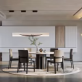 Modern Restaurant Interior With Round Dining Table Pendant Light And Comfortable Chairs