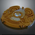 Trendy Apparel Featuring Golden Circular Badge With Intricate Patterns Architectural Designs And CHINA STATION Lettering