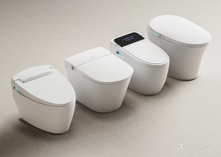 Modern White Toilets With Sleek Design And Various Contemporary Styles For Bathroom 3d model 