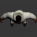 3D Character Model Wearing White Hoodie Black Pants And Sneakers