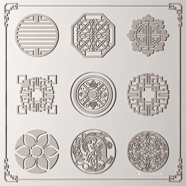 Traditional Ornate Carvings Featuring Various Intricate Patterns Classic Shapes And Floral Designs 3d model 