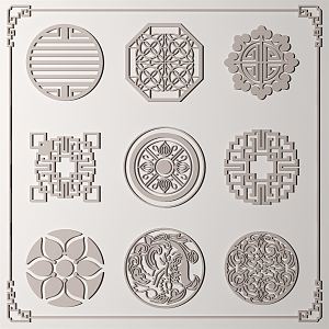 New Chinese Style Carved Window Flower Carved 3d model