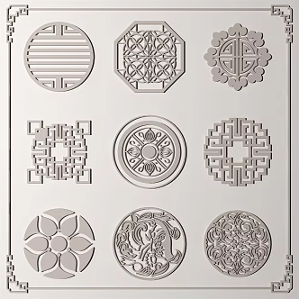 New Chinese Style Carved Window Flower Carved 3d model