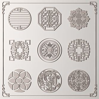 New Chinese Style Carved Window Flower Carved 3d model