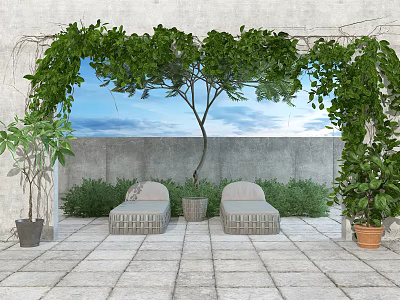 Modern landscape sketch landscaping 3d model