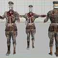 Bloody Zombie Game Movie Character 3D Model Military Uniform Front Back Side Views 3d model