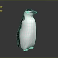 Penguin With White And Black Feathers Standing On Shiny Surface Against Gray Background