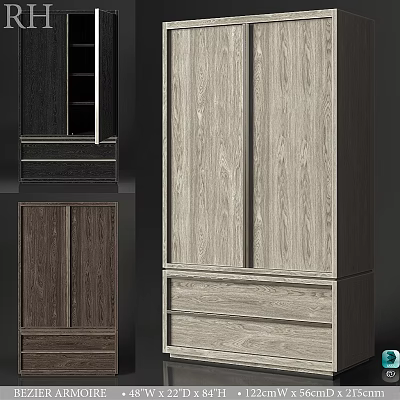 Modern Wooden Chest of Drawers With Light and Dark Finishes and Cabinet Design 3d model