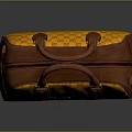 Adidas Stylish Bag in Orange Brown Pattern with White Three Leaf Logo and Leather Handle