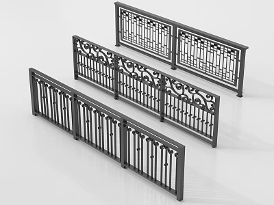 Decorative Metal Railings with Intricate Patterns and Multiple Design Options 3d model