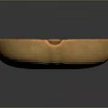 Golden Shiny Round Ashtray With Central Column And Grooved Metallic Edges