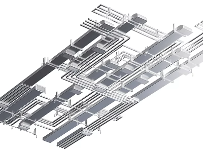 Industrial Metal Support Structure With Steel Frames Beams And Mechanical Pipes 3d model