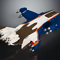 Futuristic Blue White Orange Spacecraft Model With Multiple Engines For Aerospace Exploration 3d model