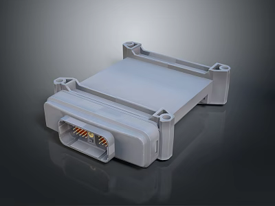 Gray Hardware Tool Connector With Square Body And Mounting Holes For Industrial Use 3d model