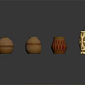Decorative Ceramic Vases With Various Colorful Patterns And Golden Accents