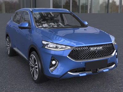 Blue Haval SUV Modern Exterior Design With Front Grille And LED Headlights 3d model