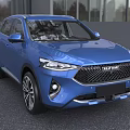 Blue Haval SUV Modern Exterior Design With Front Grille And LED Headlights