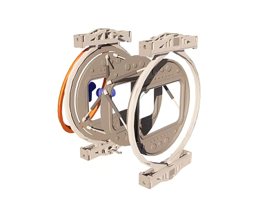 Mechanical Metal Frame Structure With Circular Openings Orange Cables And Connecting Support Parts 3d model