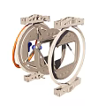Mechanical Metal Frame Structure With Circular Openings Orange Cables And Connecting Support Parts
