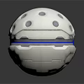 Futuristic Character And Creature With Silver Sphere Blue Accents And Circular Openings
