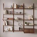 Vintage Solid Wood Bookshelf Storage Rack 3d model