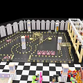 Detailed Playground Layout With Colorful Activity Zones Checkerboard Floors And Various Play Structures