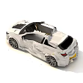 White Modified Convertible Car With Angular Lines And Large Alloy Wheels 3d model