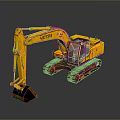 Yellow JCB Crawler Excavator With Large Bucket For Construction Work 3d model