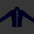 Blue Stand Collar Jacket With White Zipper And Modern Sleek Design 3d model