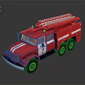 Red 3D Rendered Fire Truck With Ladder And Number 7 On Body